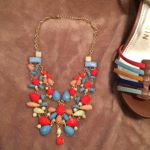 Tropical Statement Necklace- gold trim